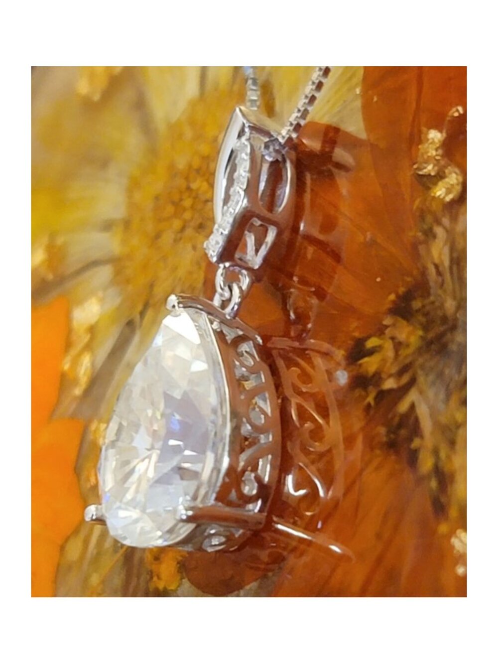 6 CT Moissanite Teardrop Pendant 925 Sterling Silver Necklace GRA NWT